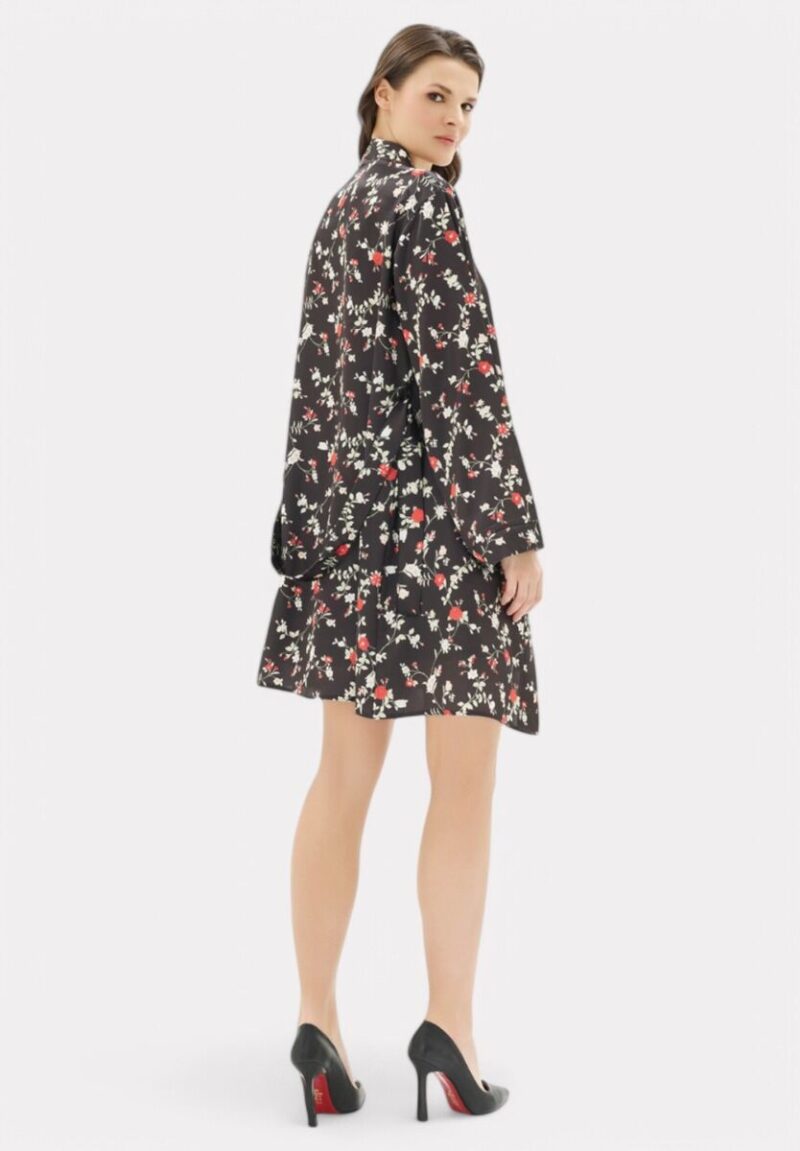 Σετ Ρόμπα - Νυχτικό σατέν Moongirl Black Floral MG904 - Image 7