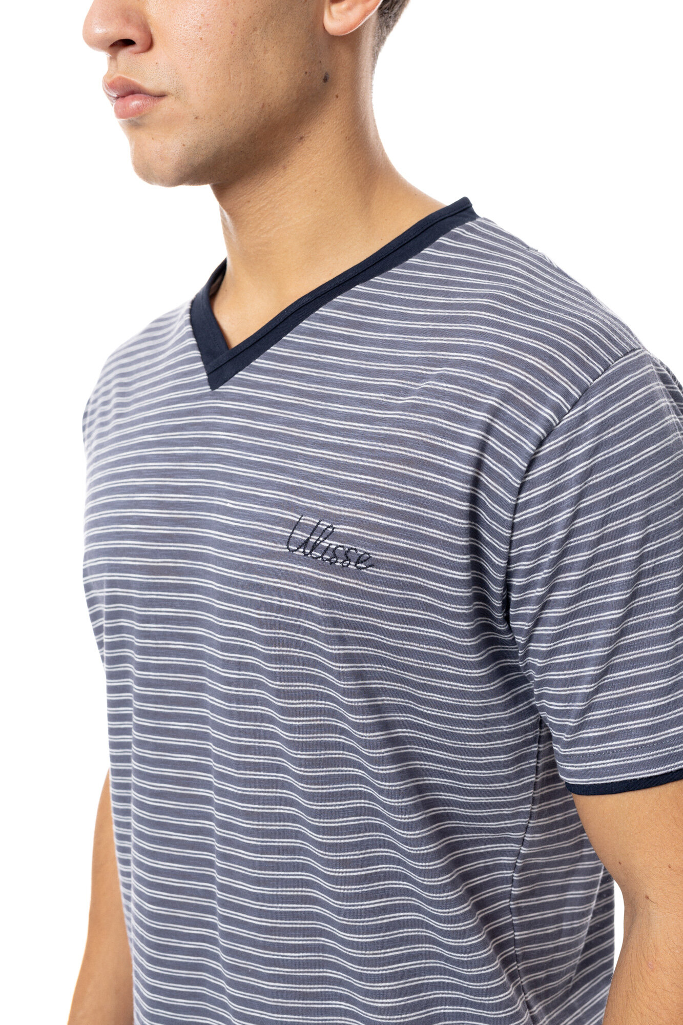 Ανδρική Καλοκαιρινή Πυτζάμα Stripe V-Neck Ulisse S-M479 - Image 6